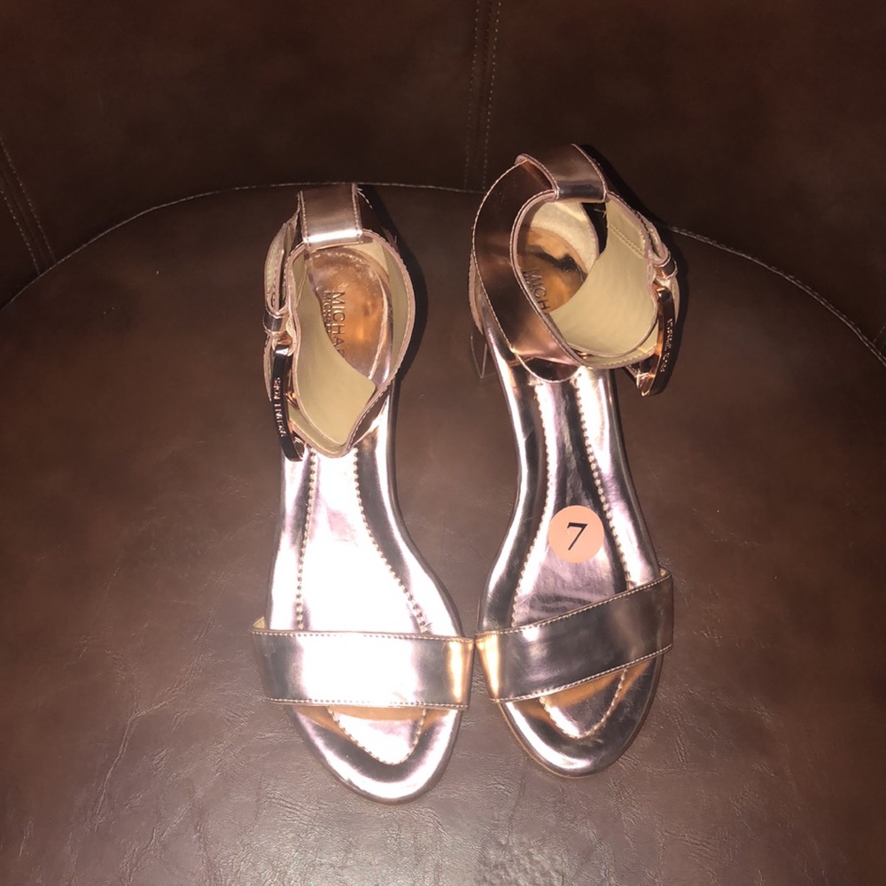 Michael Kor Rose gold block heel sandal